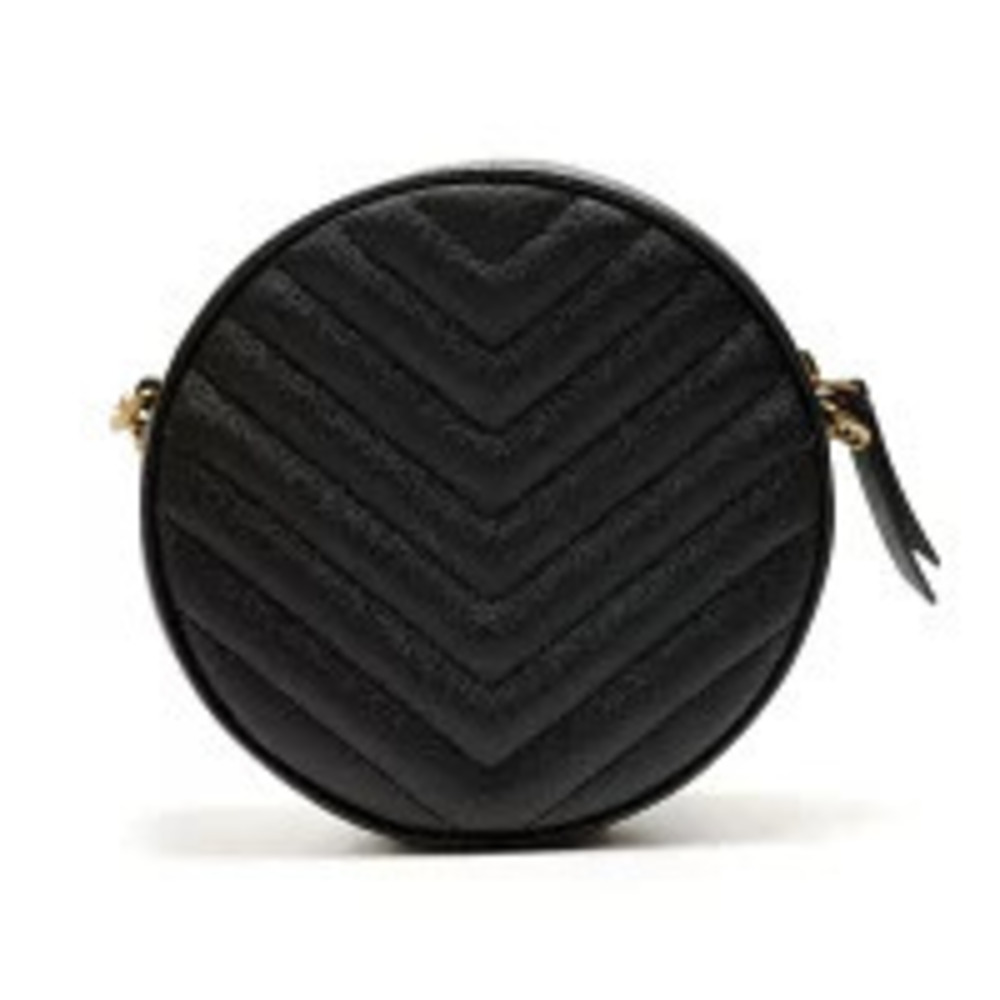 Saint Laurent  Bag Vinyl Yves Leather Chain Round Shoulder Monogram Black